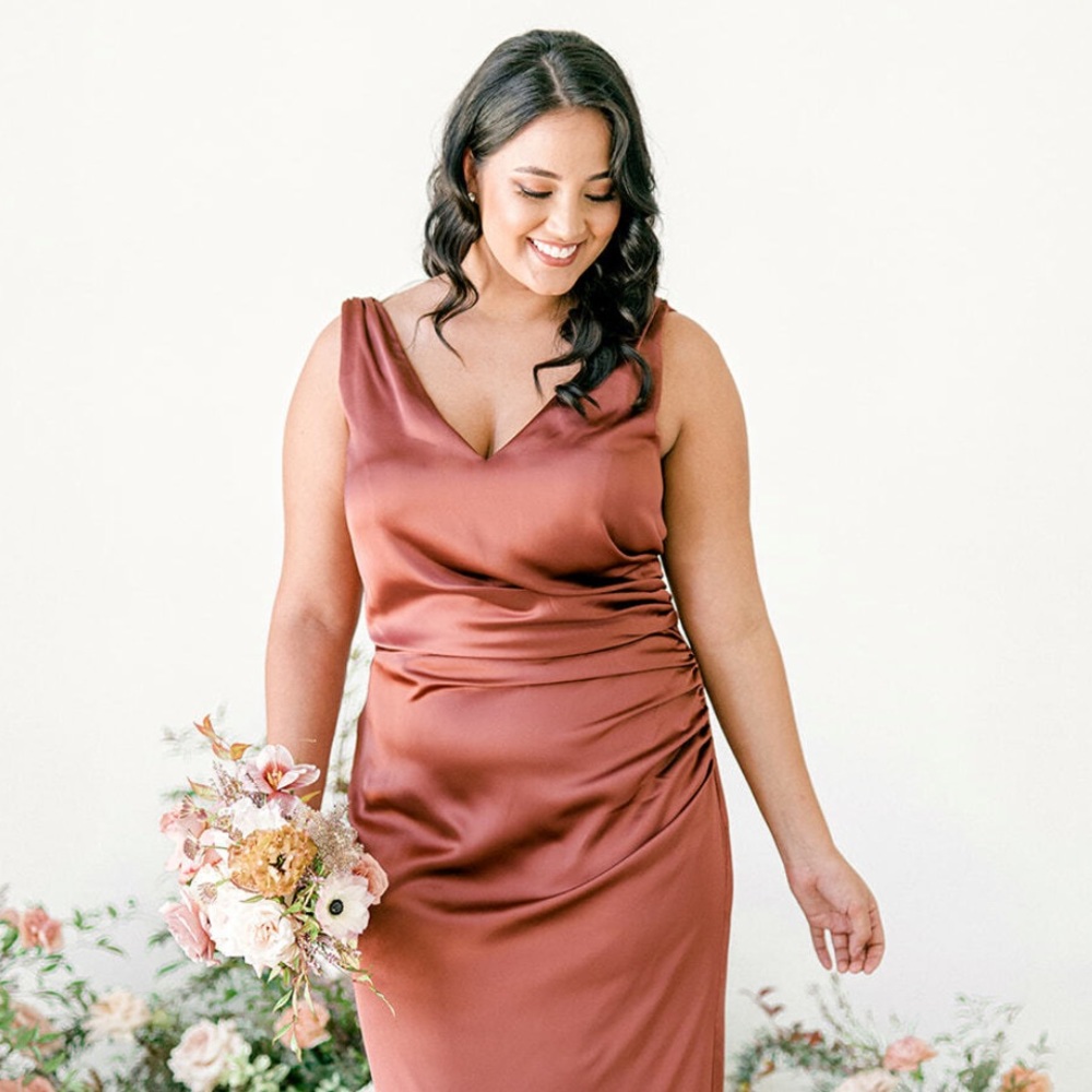 Revelry Dawson Satin Dress in Cinnamon Rose Size 6